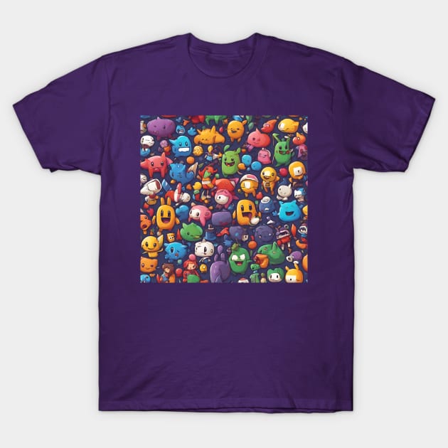 Cartoon Game Characters T-Shirt by Abeer Ahmad